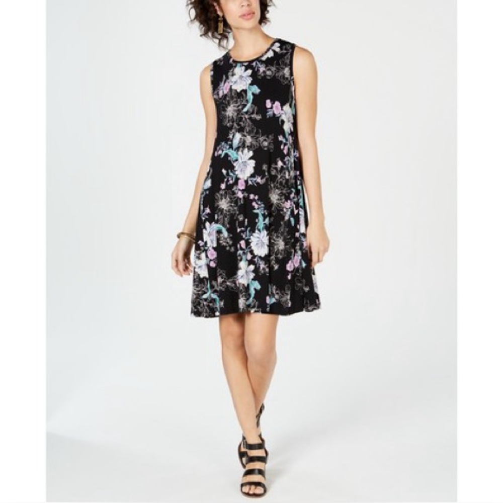 Style & Co Floral Print Swing Dress Size Medium Painter’s Palett Spring Awakens